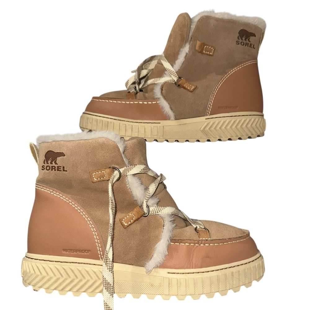 Sorel Onaโ Ave Waterproof Fur Winter Boots Tan Womens 10.5 NL5137-226